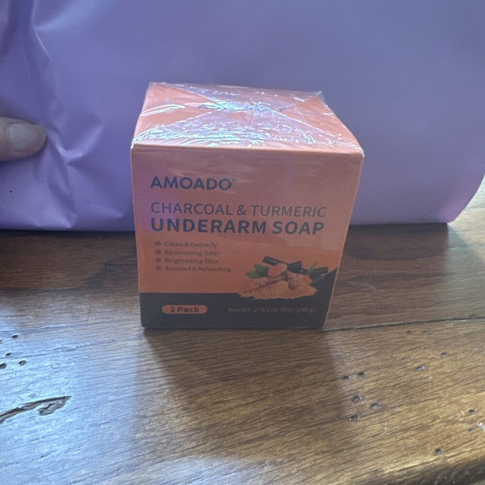 Amoado Charcoal & Turmeric Underarm Soap 2 Pack New Sealed